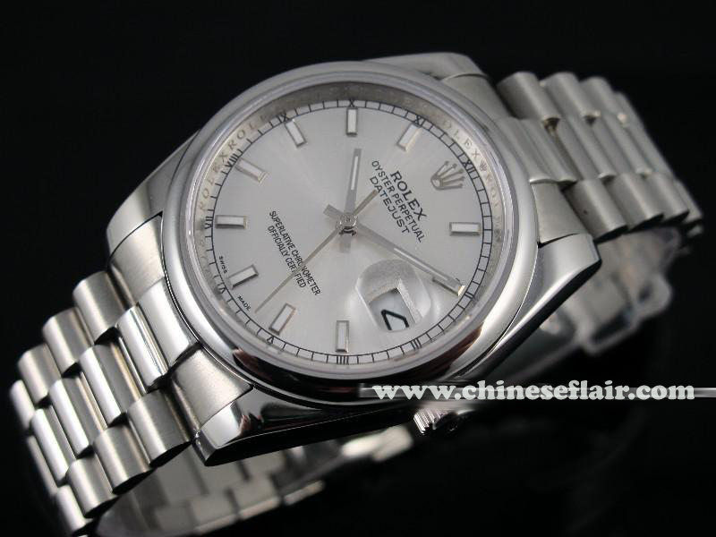 Silver Rolex Datejust Replica Watch: SS Presidential Band